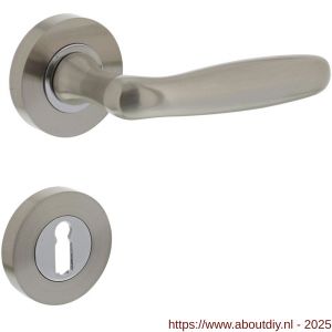 Intersteel 1692 deurkruk Bjorn op rozet verdekt diameter 52x10 mm met nokken en sleutelrozetten nikkel mat - A26005102 - afbeelding 1