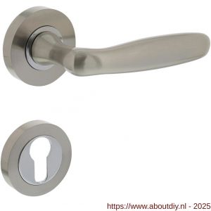 Intersteel 1692 deurkruk Bjorn op rozet verdekt diameter 52x10 mm met nokken en cilinderrozetten nikkel mat - A26005103 - afbeelding 1