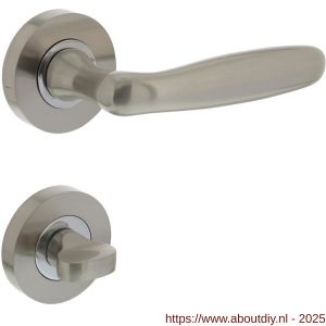 Intersteel 1692 deurkruk Bjorn op rozet verdekt diameter 52x10 mm met nokken en WC-sluiting met stift 8x8 mm nikkel mat - A26005104 - afbeelding 1