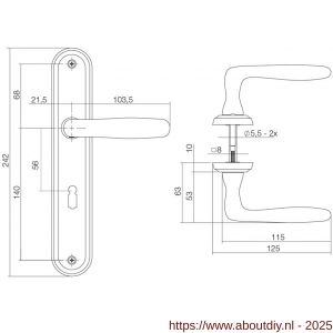 Intersteel Living 1692 deurkruk Bjorn op schild ovaal 242x43 mm sleutelgat 56 mm nikkel mat - A26005109 - afbeelding 2