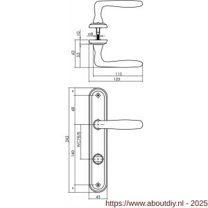 Intersteel 1692 deurkruk Bjorn op schild ovaal 242x43 mm WC 78/8 mm nikkel mat - A26008104 - afbeelding 2