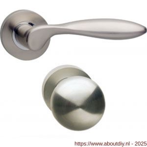 Intersteel 1695 knop-kruk garnituur rechts George op rozet verdekt diameter 52x10 mm met nokken en cilinderrozetten nikkel mat - A26005117 - afbeelding 1