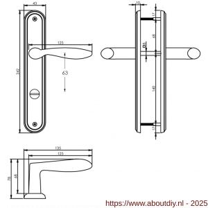 Intersteel Living 1695 deurkruk George op schild ovaal 242x43 mm WC 63/8 mm nikkel mat - A26005123 - afbeelding 2