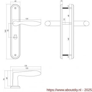 Intersteel 1695 deurkruk George op schild ovaal 242x43 mm WC 78/8 mm nikkel mat - A26005124 - afbeelding 2
