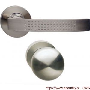 Intersteel 1696 knop-kruk garnituur links William op rozet verdekt diameter 52x10 mm met nokken en cilinderrozetten chroom-nikkel mat - A26005130 - afbeelding 1
