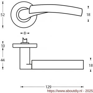 Intersteel Living 1700 deurkruk Bryan op rozet verdekt diameter 52x10 mm met nokken chroom-nikkel mat - A26005137 - afbeelding 2