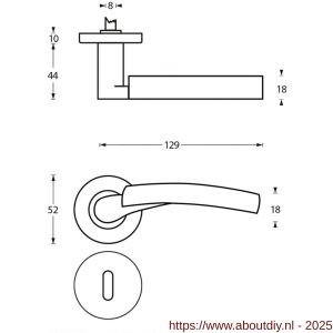 Intersteel 1700 deurkruk Bryan op rozet verdekt diameter 52x10 mm met nokken en sleutelrozetten chroom-nikkel mat - A26005140 - afbeelding 2