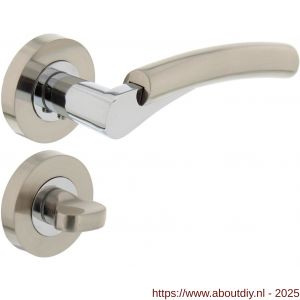 Intersteel 1700 deurkruk Bryan op rozet verdekt diameter 52x10 mm met nokken en WC-sluiting met stift 8x8 mm chroom-nikkel mat - A26005142 - afbeelding 1