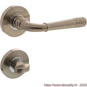 Intersteel 1725 deurkruk Helena op rozet verdekt met rillen diameter 55x10 mm met nokken en WC-sluiting met stift 8x8 mm chroom nikkel mat - A26001780 - afbeelding 1