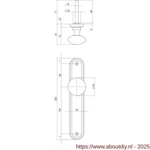 Intersteel 2126 knopschild ovaal 242x43x10 mm met vaste knop Paddenstoel en wisselstift M10-8x89 mm blind nikkel mat - A26005174 - afbeelding 2