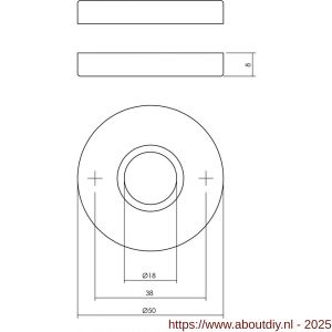 Intersteel 3156 rozetten verdekt diameter 50x8 mm nikkel mat - A26007582 - afbeelding 2