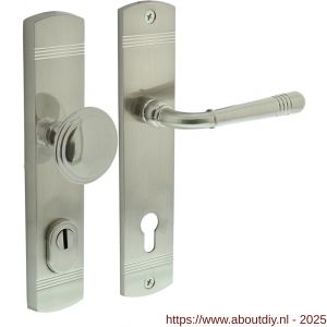 Intersteel Living 3778 voordeurbeslag Helena 239x50 mm knop-kruk profielcilindergat 92 mm met kerntrekbeveiliging nikkel mat - A26010229 - afbeelding 1