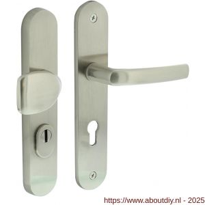 Intersteel Living 3830 voordeurbeslag Ovaal 246x48 mm greep-kruk profielcilindergat 72 mm met kerntrekbeveiliging nikkel mat - A26010230 - afbeelding 1