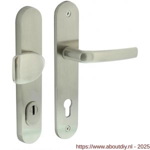 Intersteel Living 3830 voordeurbeslag Ovaal 246x48 mm greep-kruk profielcilindergat 92 mm met kerntrekbeveiliging nikkel mat - A26010231 - afbeelding 1