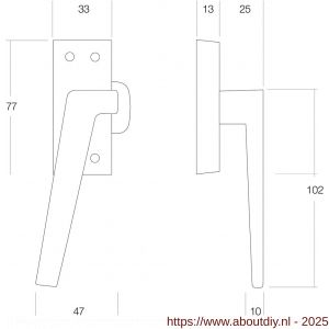 Intersteel Living 5615 raamsluiting links met ventilatiestand nikkel mat - A26003796 - afbeelding 2