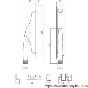 Intersteel Living 5620 set pomp-espagnolet Ton 222 inclusief stangenset 2x 1250 mm nikkel mat-ebbenhout - A26009350 - afbeelding 2