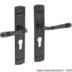 Intersteel 1705 deurkruk Helena op schild afgerond 235x45 mm profielcilindergat 72 mm oud grijs - A26008139 - afbeelding 1
