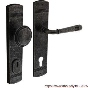 Intersteel 3778 voordeurbeslag Helena 239x50 mm knop-kruk profielcilindergat 92 mm met kerntrekbeveiliging oud grijs - A26010236 - afbeelding 1