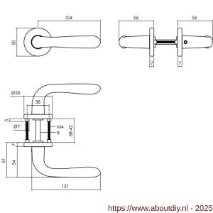 Intersteel Living 0053 deurkruk Merredin met rozet verdekt diameter 50x7 mm met nokken zwart - A26009110 - afbeelding 2