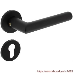 Intersteel 0055 deurkruk Broome met rozet verdekt diameter 50x7 mm met nokken en cilinderrozetten zwart - A26009117 - afbeelding 1