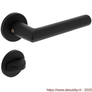 Intersteel 0055 deurkruk Broome met rozet verdekt diameter 50x7 mm met nokken en WC-sluiting met stift 8x8 mm zwart - A26009118 - afbeelding 1