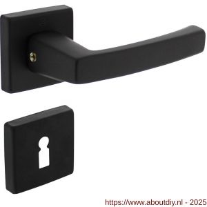 Intersteel 0057 deurkruk Moora met rozet verdekt 50x50x10 mm met nokken en sleutelrozetten zwart - A26009123 - afbeelding 1