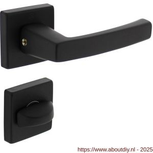 Intersteel 0057 deurkruk Moora met rozet verdekt 50x50x10 mm met nokken en WC-sluiting met stift 8x8 mm zwart - A26009125 - afbeelding 1