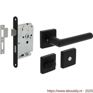 Intersteel Living 0058 set toiletslot 63/8 mm zwart met deurkruk Broome op rozet 50x50 mm en WC-sluiting zwart - A26011046 - afbeelding 1
