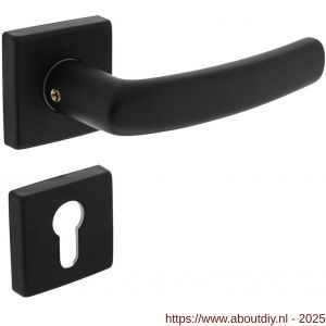 Intersteel 0059 deurkruk Denham met rozet verdekt 50x50x10 mm met nokken en cilinderrozetten zwart - A26009134 - afbeelding 1