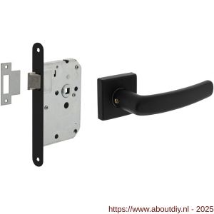 Intersteel Living 0059 set loopslot zwart met deurkruk Denham op rozet 50x50 mm zwart - A26011047 - afbeelding 1