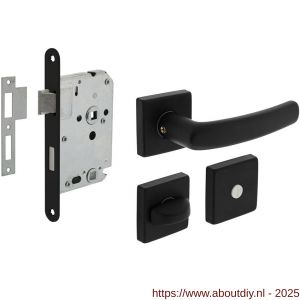 Intersteel Living 0059 set toiletslot 63/8 mm zwart met deurkruk Denham op rozet 50x50 mm en WC-sluiting zwart - A26011048 - afbeelding 1