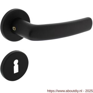 Intersteel 0060 deurkruk Denham met rozet verdekt diameter 50x7 mm met nokken en sleutelrozetten zwart - A26009138 - afbeelding 1