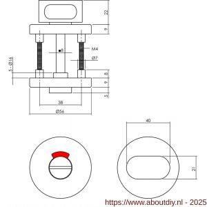 Intersteel Living 0100 WC-sluiting verdekt diameter 56x9 mm met nokken en stift 8x8 mm zwart - A26008171 - afbeelding 2
