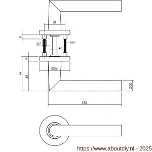Intersteel Living 0103 deurkruk Jura op rozet verdekt diameter 55x8 mm met nokken zwart - A26008174 - afbeelding 2