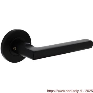 Intersteel Living 0105 deurkruk Vlak-90 graden op rozet verdekt diameter 55x8 mm met nokken zwart - A26008176 - afbeelding 1