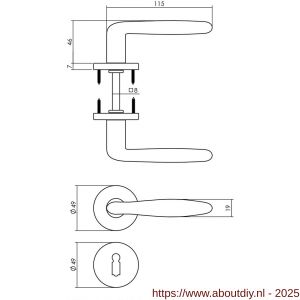 Intersteel 0200 deurkruk Phobos op rozet verdekt diameter 49x7 mm en sleutelrozetten zwart - A26008177 - afbeelding 2