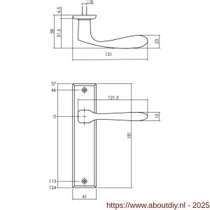 Intersteel Living 0201 deurkruk Banaan met schild rechthoekig 181x41 mm blind zwart - A26008181 - afbeelding 2