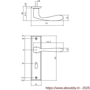 Intersteel Living 0201 deurkruk Banaan met schild rechthoekig 181x41 mm sleutelgat 56 mm zwart - A26008182 - afbeelding 2