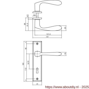 Intersteel 0201 deurkruk Banaan met schild rechthoekig 181x41 mm sleutelgat 72 mm zwart - A26009146 - afbeelding 2