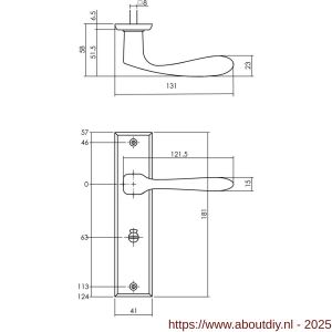 Intersteel Living 0201 deurkruk Banaan met schild rechthoekig 181x41 mm WC 63/8 mm zwart - A26008183 - afbeelding 2