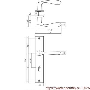 Intersteel 0211 deurkruk Banaan met schild rechthoekig 236x44 mm sleutelgat 72 mm zwart - A26009149 - afbeelding 2