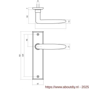 Intersteel Living 0225 deurkruk Sophie met schild rechthoekig 181x41 mm blind zwart - A26008185 - afbeelding 2