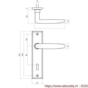 Intersteel Living 0225 deurkruk Sophie met schild rechthoekig 181x41 mm sleutelgat 56 mm zwart - A26008186 - afbeelding 2