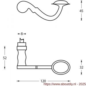 Intersteel 0293 deurkruk Posthoorn zwart - A26001724 - afbeelding 2