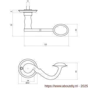 Intersteel Living 0293 deurkruk Posthoorn met rozet diameter 50x5 mm zwart - A26008189 - afbeelding 2