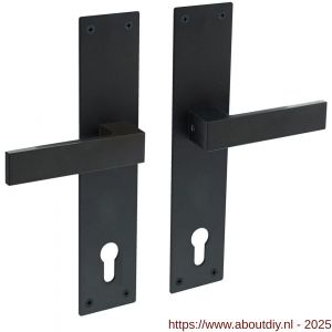 Intersteel 0571 deurkruk Amsterdam met schild rechthoekig 250x55x2 mm profielcilindergat 110 mm structuur zwart - A26009153 - afbeelding 1