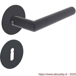 Intersteel 1583 deurkruk Jura met rozet zelfklevend diameter 55x2 mm en sleutelrozetten structuur zwart - A26010641 - afbeelding 1