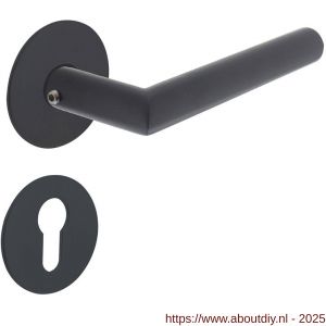 Intersteel 1583 deurkruk Jura met rozet zelfklevend diameter 55x2 mm en cilinderrozetten structuur zwart - A26010642 - afbeelding 1
