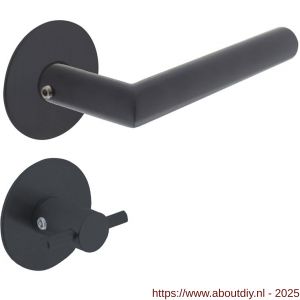 Intersteel 1583 deurkruk Jura met rozet zelfklevend diameter 55x2 mm en WC-sluiting met stift 8x8 mm structuur zwart - A26010643 - afbeelding 1