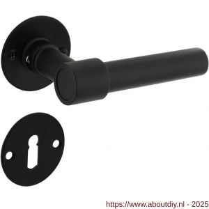 Intersteel 1670 deurkruk L/L recht met rozet diameter 50x2 mm en sleutelrozetten structuur zwart - A26010644 - afbeelding 1